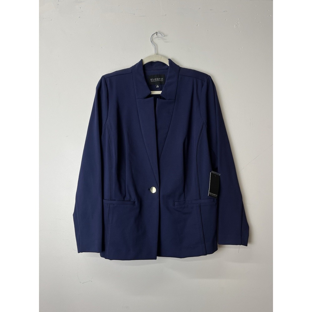 NWT Eloquii Plus Size The Ultimate Stretch One Button Blazer Blue Size 18